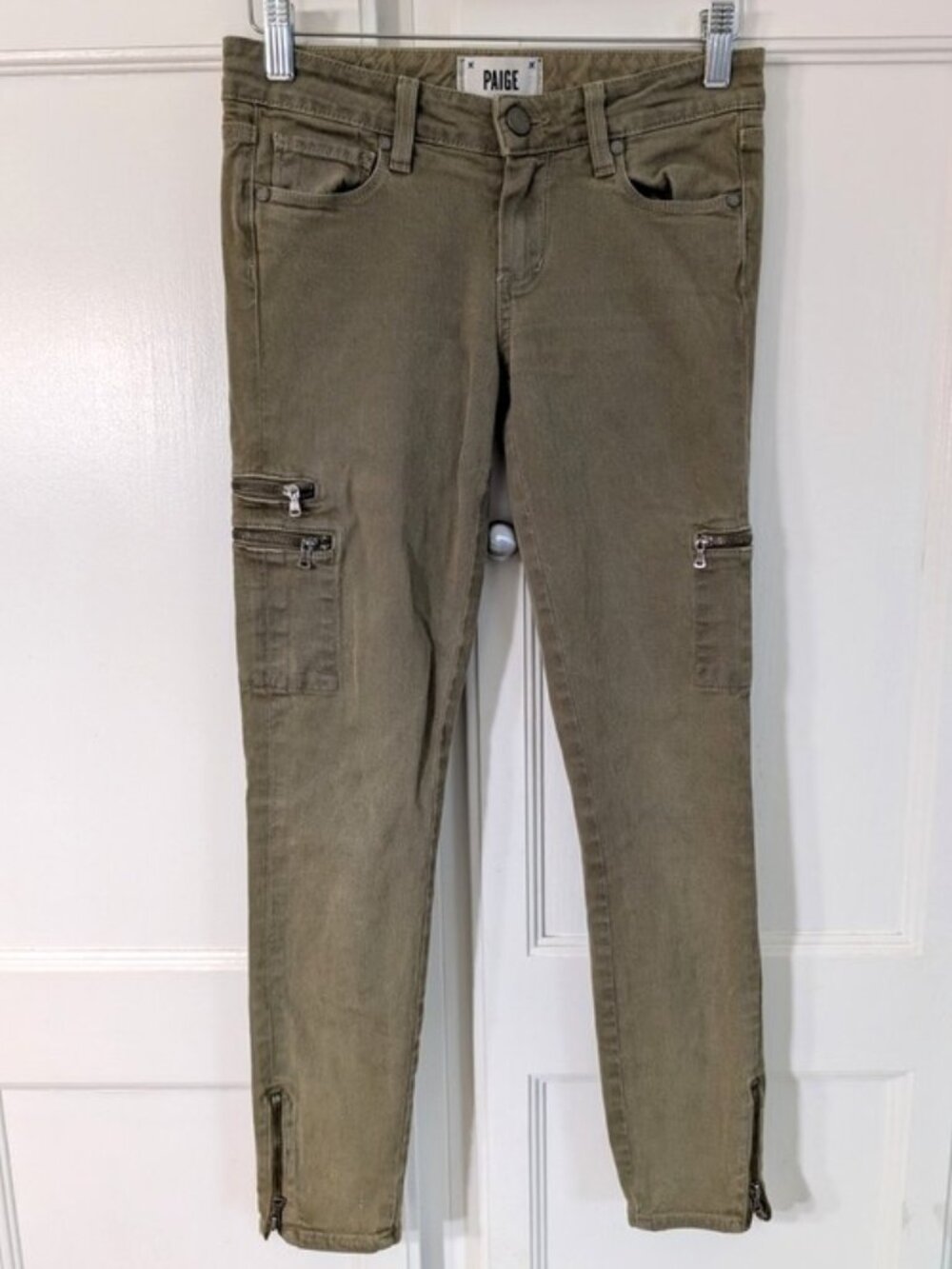 Paige Jolie Cargo Vintage Green Ivy Jeans Size 25